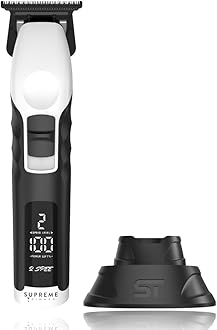 Supreme Trimmer 2Spee Hair Trimmer | 3 Hour Use, Removable Blades, 2 Speeds, Battery Display | Cordless Professional Barber 0 gappable Trimmer | ST622 White