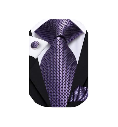 Image of Dubulle Mens Tie Set Solid Paisley Silk Striped Necktie for Men with Cufflinks Tie and Pocket Square