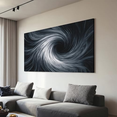 YISXINOAG Black White Abstract Wall Art Modern Spiral Painting 20"X40"