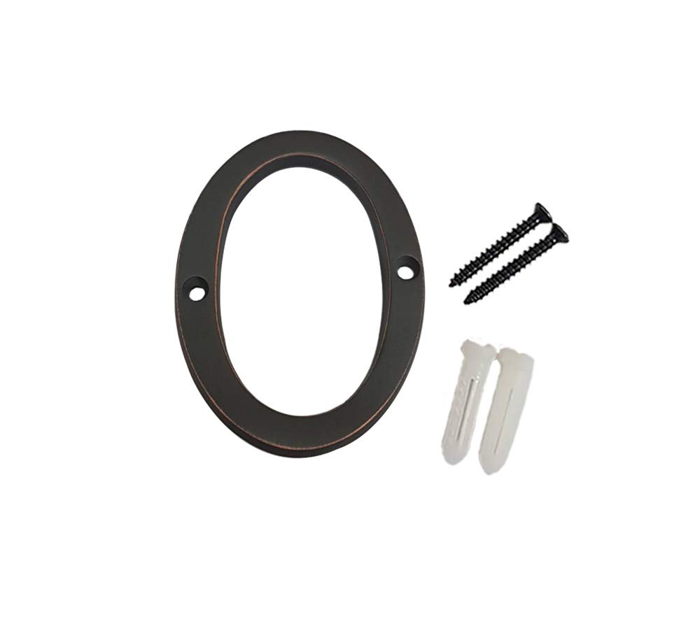 QCAA Traditional Heavy Solid Brass House Number 0, 4", Venetian Bronze, 1 Pack