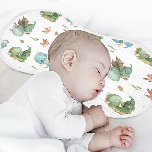 Watercolor Dragon Bird Leaf Pattern Muslin Burp Cloths for Baby 2 Pack 100% Cotton Baby Washcloths Bibs for Boy Girl4