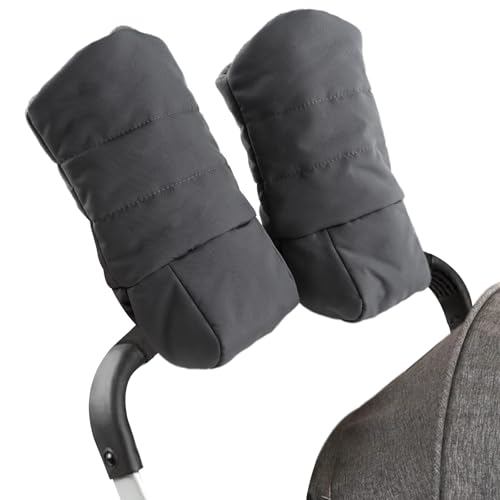 Zsedrut Stroller Gloves Universal Winter Anti-Freeze Stroller Mittens Water Repellent Hand Warmer Muff Fleece Lined,Winter Stroller Accessories (Gray)