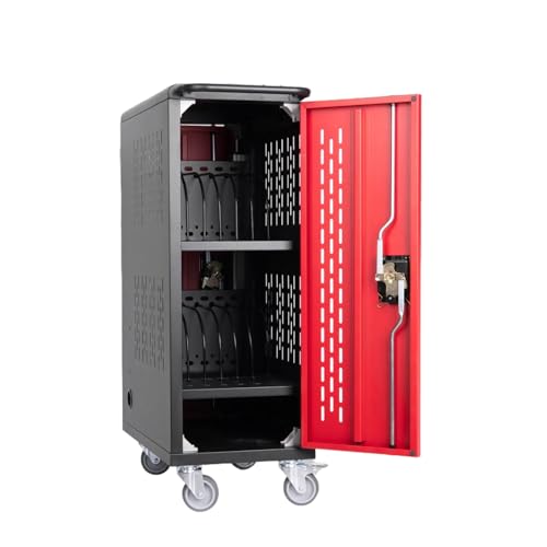 Trygoal 16 Unit Laptop Charging Cart Station, Mobile Charging Cabinet with Built-in Power Strip and Cable Organizers, Laptop Storage Box with Secure Locking & Wheels for Classrooms, Offices, Black