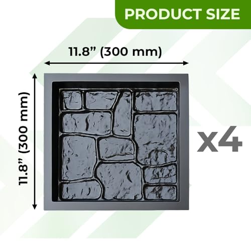 Betonex 4 pcs Plastic ABS 2mm Cement Mold - Paver Mold Reusable - Casting Pathmaker Garden Pathmate Pavement Precast Concrete Molds and Forms Walkway