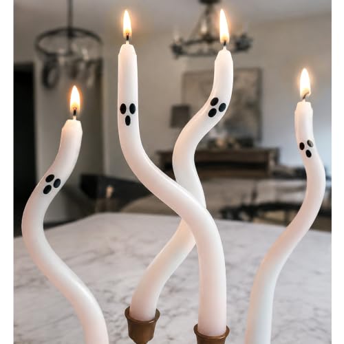 Halloween Decorations Indoor - 4 Pack Cute Ghost Taper Candles