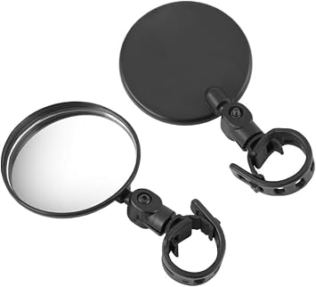 2Pcs Black Adjustable Rear View Mirror for Bikes, Universal Rearview Mirror for Handlebars, Wide Angle Acrylic Convex Safety for Adult Bikes/Kids/Road/Mountain Bike, Cycling Accessories