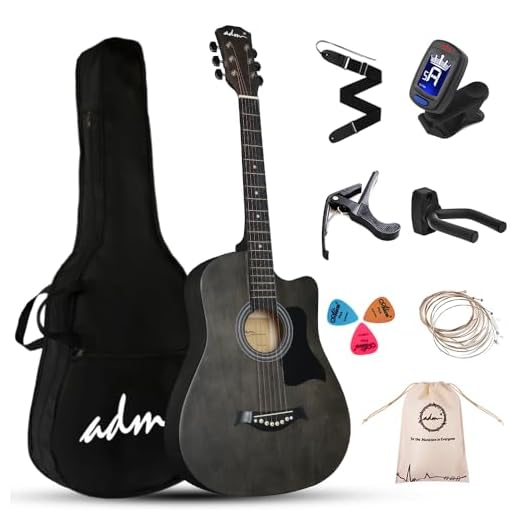 ADM Guitarra acústica para principiantes, 38 pulgadas, color azul para niños, estudiantes, adultos (cuerda de acero), color negro