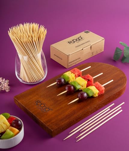 FOOGO Green 250pcs Small 15cm, Bamboo Skewers, FSC® Certified, Sturdy Eco-Friendly Wooden, Barbecue, BBQ & Kebabs Skewers, Fruit Picks, Cocktail Sticks, for Camping, Parties and Wedding