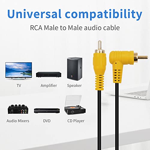 Duttek 90 Degree RCA Cable 0.15M 1-pack,Right Angle Audio Cable for Home Theater,Subwoofer,HDTV and DVD or other with audio connection equipment (Right Angle Audio Cable Male to RCA) - Image 3