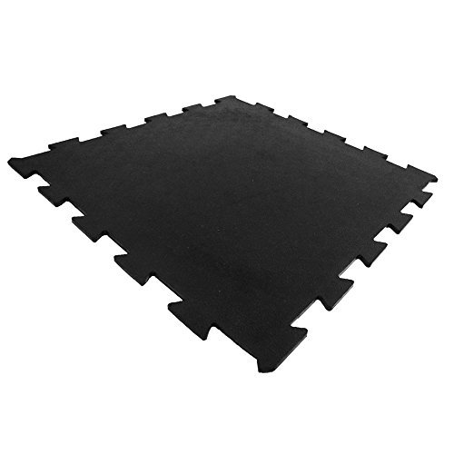 Rubber-Cal Armor-Lock Interlocking Rubber Mat - 3/8-inch x 2ft x 2ft Black Rubber Tiles