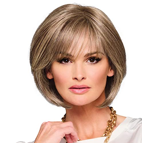 Raquel Welch Made You Look Chin-Length Chic Bob, 100% Hand Tied by Hairuwear, Petite-Average Cap, RL10/22SS Iced Cappuccino