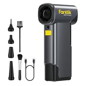 Fanttik Plumero de aire eléctrico B10 Pro Max, motor sin escobillas de 130000 RPM, plumero de aire comprimido, 6 engranajes ajustables, refuerzo de un solo toque, batería recargable de 28.8 Wh