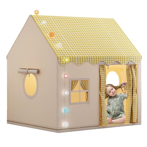 Evember Tienda para Niños Interior, 120x105x128cm Tienda De Campaña para Niños Tiendas De Campaña Castillo Casita Infantil Tela De Juegos con 2 Puertas Y 4 Ventanas, Cabañas Interior