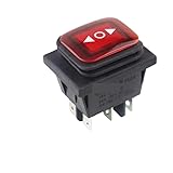  Momentary rocker switch 6 pins 16A 6P self-return toggle switch Forward Reverse electronic starter Switch Inverted Control Converter MQXFCZUX(Momentary Red 12-24V)