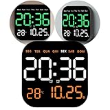 Relógio Digital de Parede e Mesa com Display LED, Brilho Automático, Calendário, Temperatura, Alarme Duplo e Controle Remoto – Ideal para Casa, Escritório, Comércio