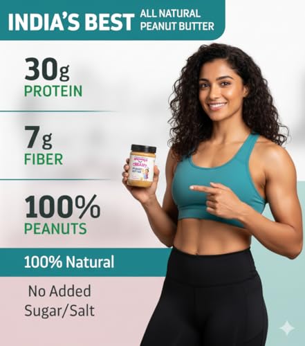 Image of Snaaqz All Natural Peanut Butter Combo | Creamy & Crunchy Peanut Butter Unsweetened | 30g Protein | Gluten & Cholesterol Free, Vegan Peanut Butter, Nut Butter, High in Protein | 500g Each (Pack of 2)