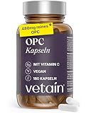 VETAIN OPC Traubenkernextrakt - 180 Kapseln - hochdosiert 800mg Extrakt mit Vitamin C & Resveratrol - HPLC laborgeprüft - aus französischen Trauben - vegan & produziert in Deutschland
