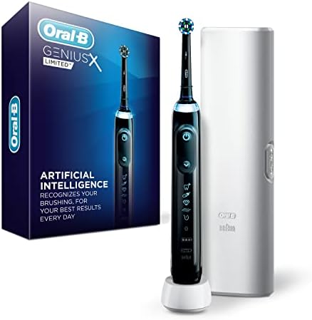 Oral-B Genius X Limited, Electric Toothbrush with Artificial Intelligence, 1 Replacement Brush Head, 1 Travel Case, Midnight Black