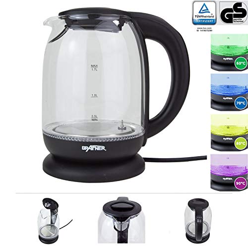Grafner Digitaler Design Glas Wasserkocher 1,7 Liter, mit Temperaturwahl, TÜV-Rheinland zertifiziert, 2200 Watt, mit LED… – Bild 3