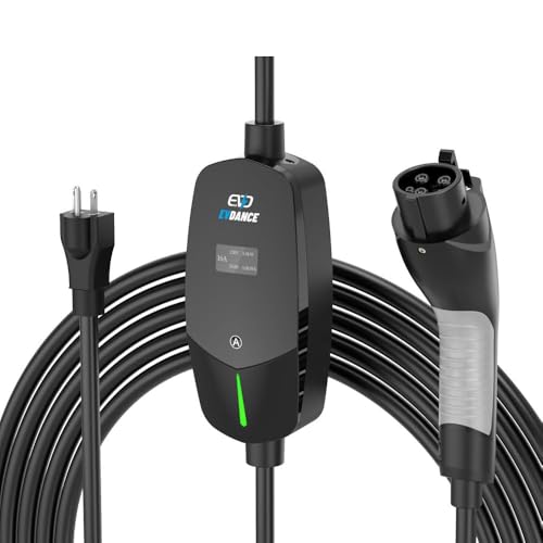 EVDANCE EV Charger Level 1/2 6-16A Adjustable, EV Chargers for Home with 25 FT J1772 EV Charging Cable, Electric Vehicle Charging Stations with NEMA 5-15 & 6-20 Plug, 110V-240V IP66 Waterproof
