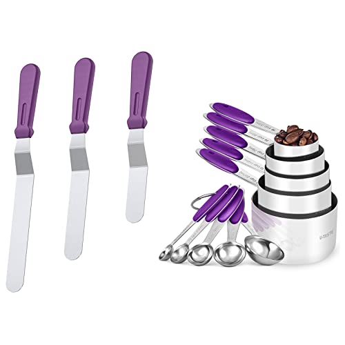 U-Taste 18/0 Stainless Steel Icing Spatula With Pp Plastic Handle, And Upgraded Measuring Cups And Spoons Set Of 10 With Reinforced Welded Handle (Purple) #TOP14