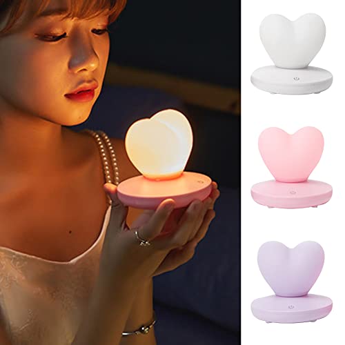Lvoertuig Heart Shaped Night Light, Cute Lamp, Usb Rechargeable Bedside Lamp, 3 Gear Touch, Portable Love Heart Silicone Lights, Gift For Christmas Valentine's Day Anniversary Wedding #TOP4