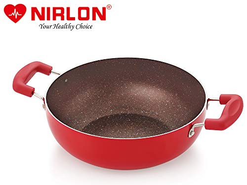 Image of Nirlon Kitchen Accessories for Cooking Non Stick Induction Red Stone Deep Kadhai