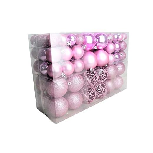 Geschenkestadl Lot de 100 Boules de Noël en Forme de Boule de Noël Rose Brillant Ø 6 cm