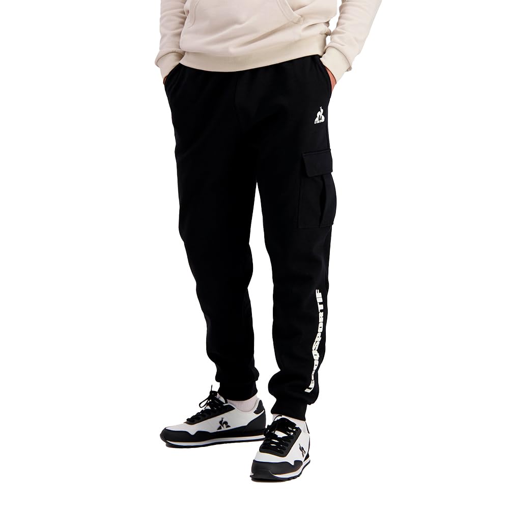 Le Coq Sportif - Contemporain Pant Loose N°1 - Pantalon Homme 100% Coton Molletonné - Coupe Ample Confortable avec Cordon Ajustable - Taille S - Couleur Noir (Black)