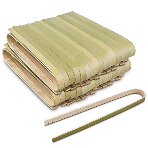 Mini Bamboo Tongs 100 Pcs for Serving Food