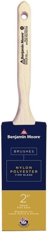 Benjamin Moore U61920-017 Nylon/Polyester Paint Brush, Nylon/Polyester Firm Flat Sash, 2"