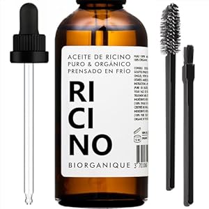 Aceite de Ricino BIO | 100% puro, natural y prensado en frío | Cuidado para uñas, pestañas, piel, barba | 50 ml | Vegano & Libre de crueldad | Aceite de Ricino BIO | Botella de vidrio + pipeta