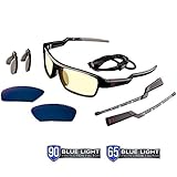 GUNNAR - Gaming Glasses - Blocks 65% Blue Light - Lightning Bolt 360 6-Siege Edition, Amber/Sun Tint