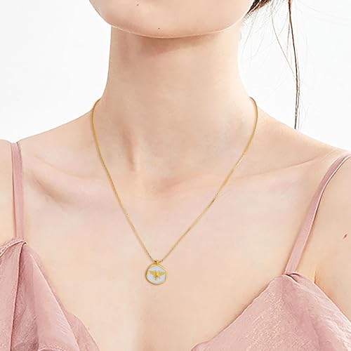 Lauren-Spencer Mother of Pearl Necklace for Women Gold Plated Butterfly Round Square Pendant Necklace White Shell Dainty Gold Necklace for Women Jewelry Gift3