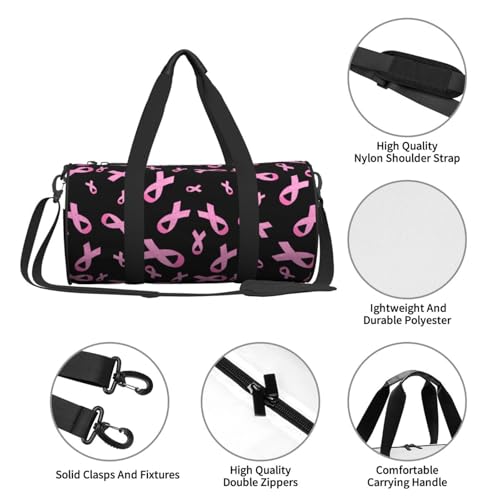 Large Duffle Bag for Travel - Breast Cancer Awareness Gym Bag for Women Men, Foldable Travel Bags for Women Men with Zippered Multiple Pockets3