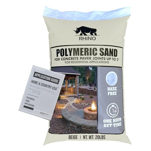 Rhino Power Bond Plus - Polymeric Sand for Pavers and Stone Joints up to a Maximum of 2 inches. (20 Pound, Beige)