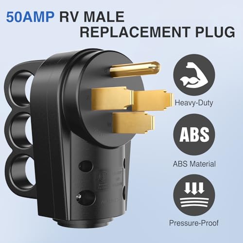 Image of Nilight 50 Amp RV Male Replacement Plug with Handle ETL Listed | 125 /250 Volt Heavy Duty Receptacle NEMA 14-50P for Camper Caravan Motorhome Van Trailer