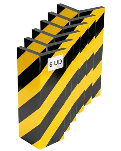 NOOGUI - Protector Columnas Garaje - Protector Pared Garaje - Espuma 2 cm Alta Densidad - Autoadhesivo Reflectante - Protector Columna Parking - 40x15x2 Cm - Negro y Amarillo - 6pcs
