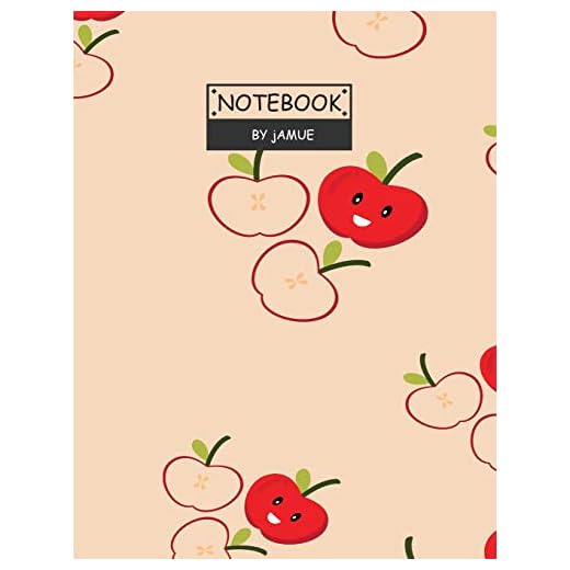 Notebook: Cute apple on pink cover and Lined pages, Extra large (8.5 x 11) inches, 110 pages, White paper