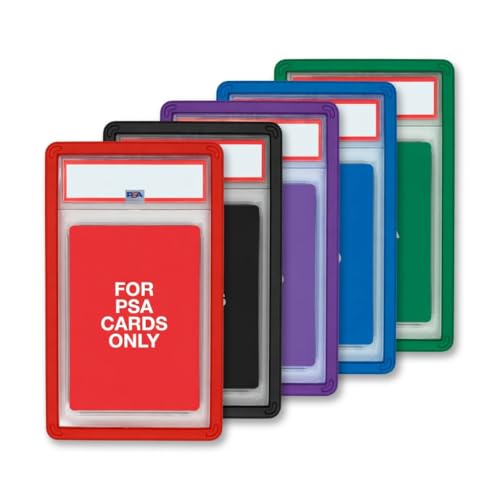 GemLock 5-Pack PSA Slab Bumpers - Hard TPU Stackable Colored Guards with Precision Fit for Graded Cards (Red Black Purple Blue Green)