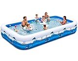 Extra Large Family Inflatable Pool, 130' x 72' x 22' Blow Up Pool for Kids & Adults, Thick PVC Kiddie Swimming Pool for Backyard Summer Fun