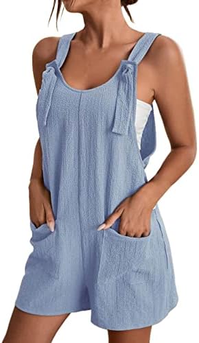 MKDEIAy Women's Casual Sleeveless Rompers Loose Spaghetti Straps Shorts Jumpsuit Going Out Jumpsuits with Pockets