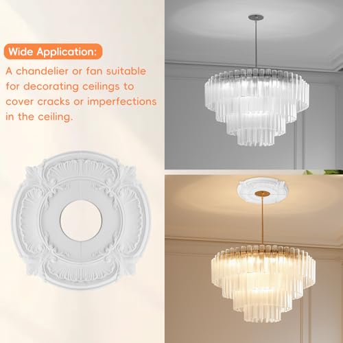 Image of White Split Ceiling Light Medallion Round Home Lighting Ceiling Medallion Home Lighting Ceiling Medallions, 2 PCS