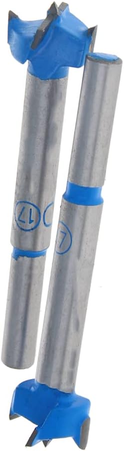 Auniwaig Forstner Drill Bits, 25mm Dia Wood Hole Saw, Auger Opener Cemented Carbide, 80mm Length Woodworking Hinge Hole Drilling Boring Bit Cutter, Round Shank, Blue, 2 Pcs