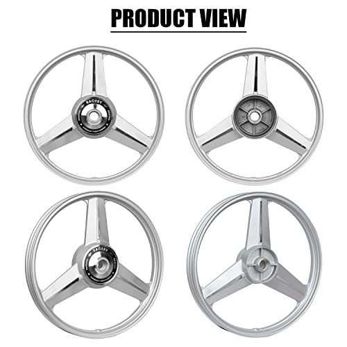 Image of Thump TH-22FG 18 inch Front & 18 inch Rear Tire Alloy Wheel Heavy Duty High Durability Compatible with CD Deluxe Splendor & Passion (Silver & CNC, 2 Pcs)