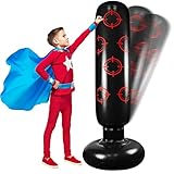 Camebue Boxsack Kinder-160cm Aufblasbarer Boxsack Stehend, Boxsack Kinder Ab 6 Jahre üBen Von Karate, Taekwondo, MMA, Erwachsene Fitness Dekompression Sandsäcke (Schwarz)