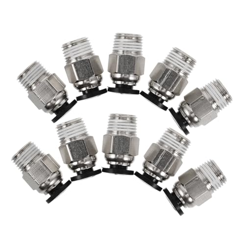 BUGUUYO 10pcs Quick Connect Pneumatic Fittings Straight Push to Connect Tube Fittings Male Thread for Printer Air Compre