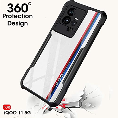 Image of TheGiftKart Shockproof Crystal Clear Back Cover Case for iQOO 11 5G | 360 Degree Protection | Protective Design | Transparent Back Cover Case for iQOO 11 5G (PC & TPU, Black Bumper)