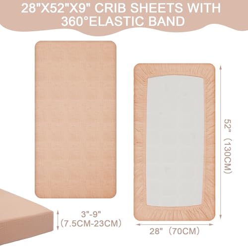 Image of Mindsoft 4 Pack 52''x28'' Boho Muslin Crib Sheets Neutral Soft and Breathable Cotton Baby Sheets for Girl Boy Standard Fitted Crib Mattress(Rainbow & Sun)