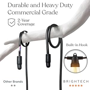 Brightech ambience pro super bright solar 48ft remote control outdoor string lights with 15 shatterproof s14 bulbs commercial grade led waterproof patio lights 4w soft white for patios gardens  urban country home decor